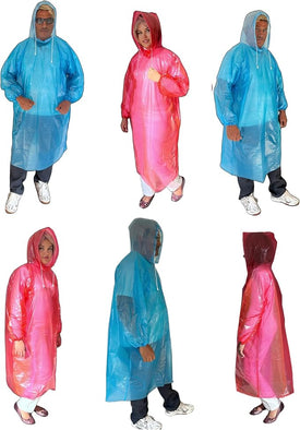 Start and Drive Ltd, Poncho Rain Coat Long Sleeve Waterproof Plastic Adult Size Disposable Ponchos with Hoods Emergency Raincoats