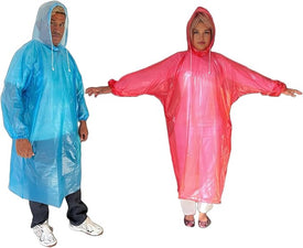 Start and Drive Ltd, Poncho Rain Coat Long Sleeve Waterproof Plastic Adult Size Disposable Ponchos with Hoods Emergency Raincoats
