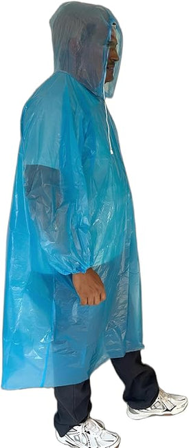 Start and Drive Ltd, Poncho Rain Coat Long Sleeve Waterproof Plastic Adult Size Disposable Ponchos with Hoods Emergency Raincoats
