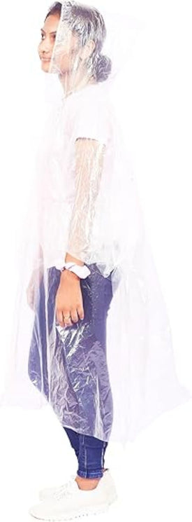Start and Drive Poncho Rain Coat Transparent Waterproof Plastic Poncho Adult Size Disposable Ponchos with Hoods, Emergency Raincoats, Rain Ponchos