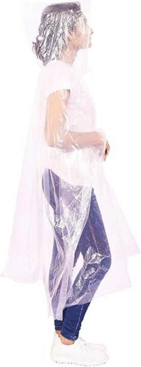 Start and Drive Poncho Rain Coat Transparent Waterproof Plastic Poncho Adult Size Disposable Ponchos with Hoods, Emergency Raincoats, Rain Ponchos