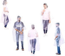 Start and Drive Poncho Rain Coat Transparent Waterproof Plastic Poncho Adult Size Disposable Ponchos with Hoods, Emergency Raincoats, Rain Ponchos